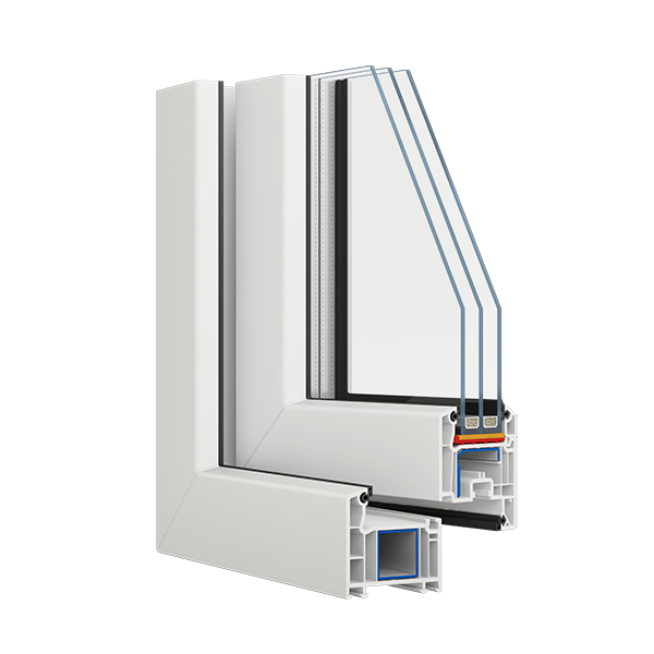 Разрез оконного ПВХ-профиля VEKA SOFTLINE 70